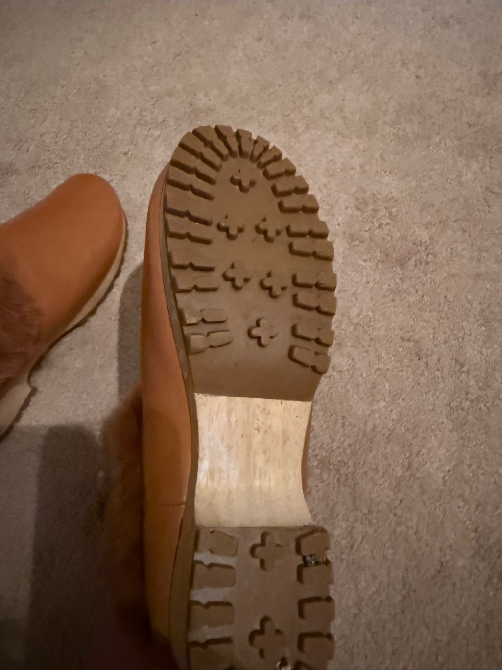 Fur-Trim Clog Ankle Bootie In Cognac — image 4 of 4